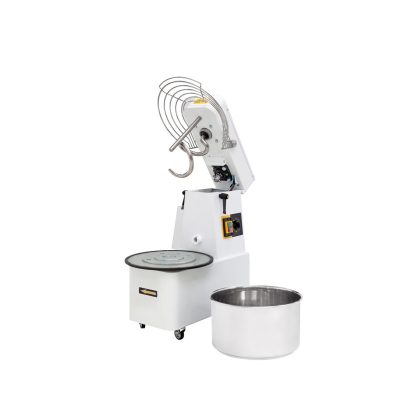 Malaxor profesional spirala cu vas detasabil 2 viteze echipat cu roti pivotante vas, capac si spirala din inox 18/10 Hendi 22 litri 750 W, capacitate maxima incarcare 17 Kg, productivitate 56 Kg, 385x670x(H)725 mm