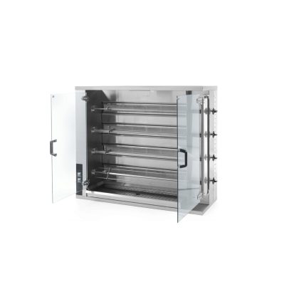 Rotisor gaz profesional pentru 16 - 20 pui 4 viteze de rotatie 1150x472x(H)981 mm Inox Hendi