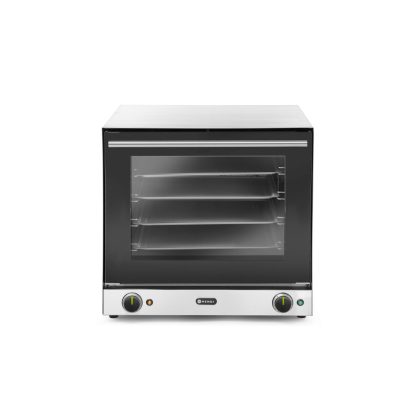 Cuptor convectie Hendi H90, 4 tavi 438x315 mm incluse, 2 elemente incalzire, 2 ventilatoare, termostat reglabil 50-300 gr C, timer 0-120 min, 2670 W,595x624x(H)572mm