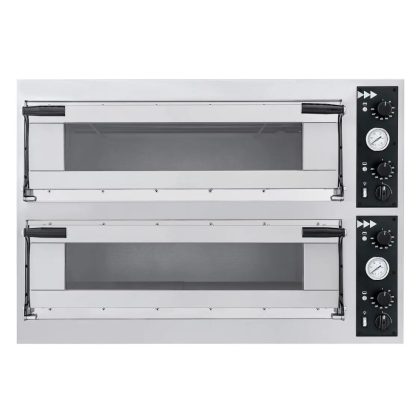 Cuptor profesional pizza Trays 44 Glass 2 camere 13800 W interval de temperatura de la 50?C la 500?C Hendi 2x 820x840x(H)175 mm