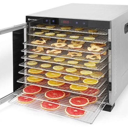 Deshidrator alimente Hendi Profi Line, 1000 W, 10 tavi, Temperatura reglabila 35-75?C, Gri