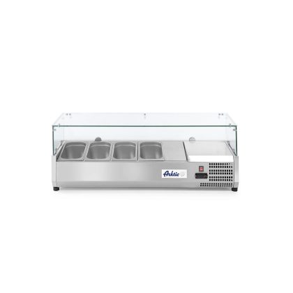 Vitrina prezentare Hendi, interval temp. -2/8?C, 180W, corp inox, ARKTIC by Hendi, 1205x395x(H)430, 4 vase  GN 1/3