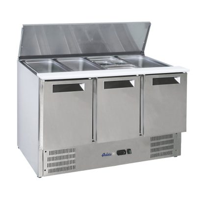 Masa rece cu 3 usi pentru salata cu capac rabatabil Hendi by Arktic, 1365x700x(H)860 mm,