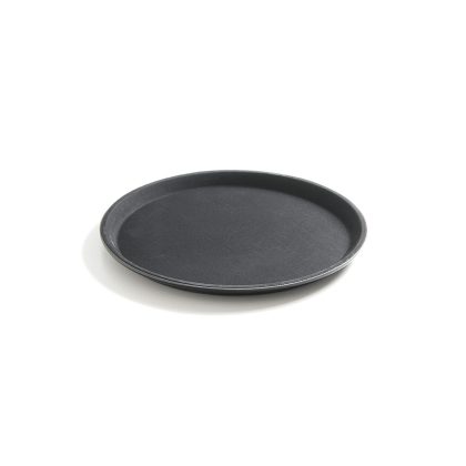 Tava servire rotunda, diam. 46 cm, Hendi, poliester armat cu fibra de sticla cu strat anti-alunecare, neagra
