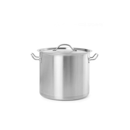 Oala medie cu capac, 17 Lit, 28 cm diametru x 28 cm inaltime, Budget Line, inox18/0, structura solida cu grosime 4 mm, manere nituite dublu, gama Hendi Budget Line