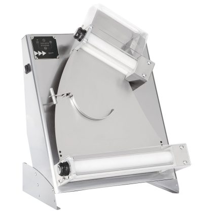 Aparat electric pentru formatare aluat de pizza sau paste Prismafood 400 cu 2 perechi de role, greutate portie de aluat 0,21-0,70 kg, 230V/250W, 585x435x(H)790mm