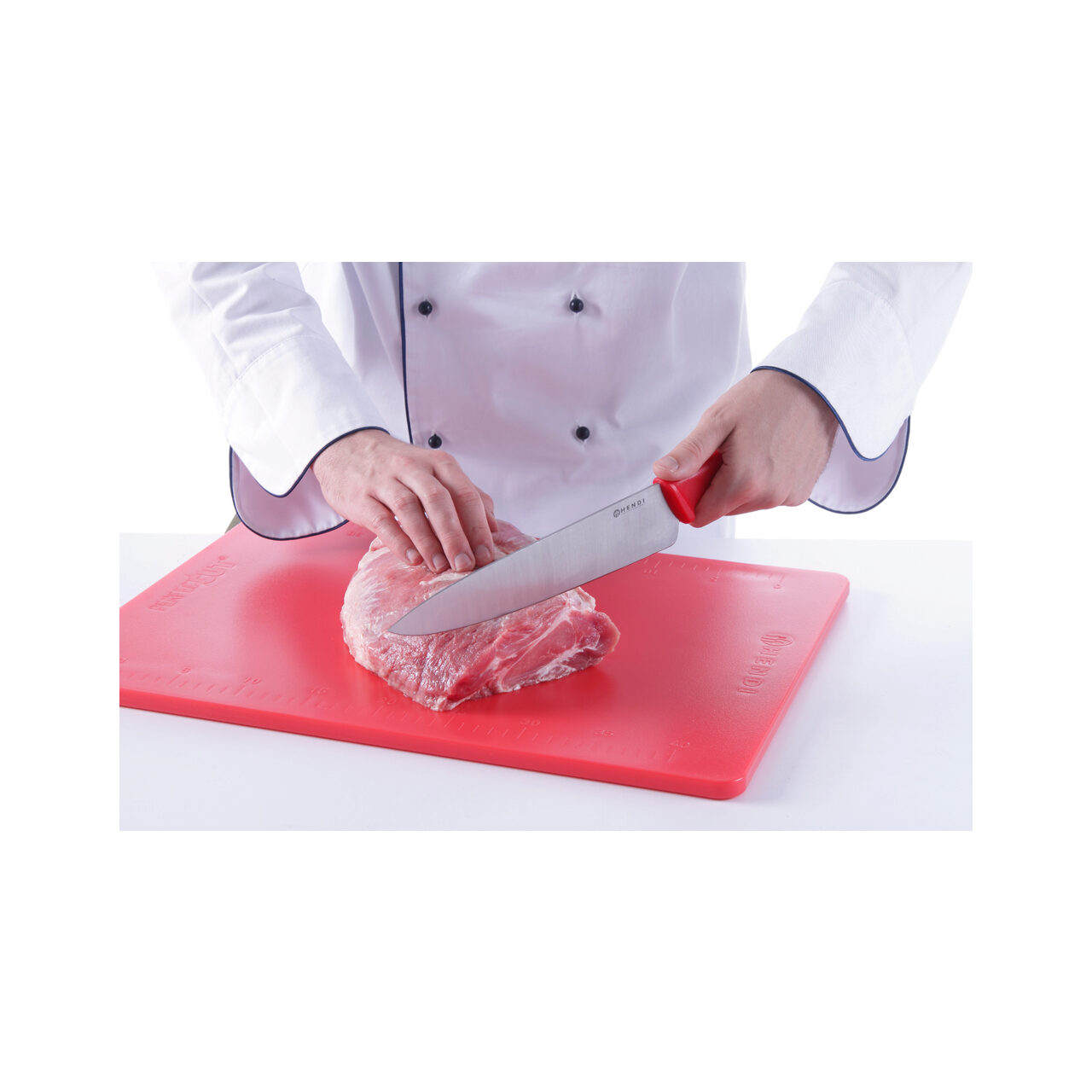 Cutit profesional pentru transat carne / filetat, lama inox 15cm , maner ergonimic rosu 15 cm, respecta normele de igiena HACCP, Hendi - Image 2