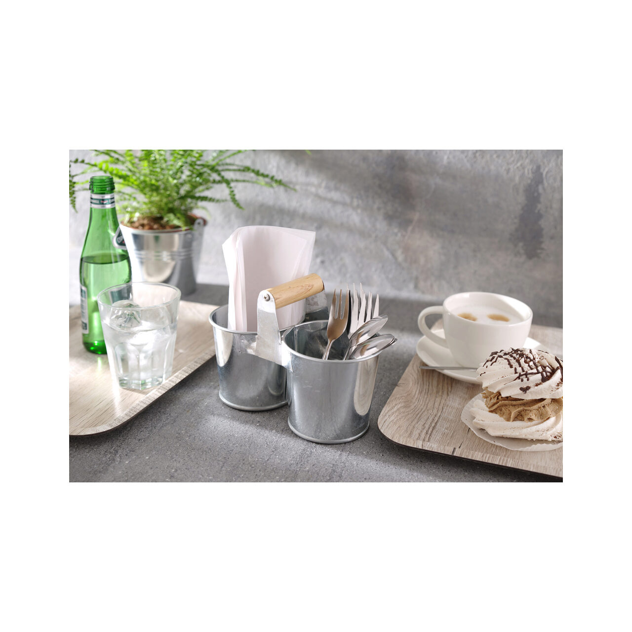 Set rustic tacamuri si servetele, Hendi, tip galeata, 250x125x(H)155, otel galvanizat - Image 3