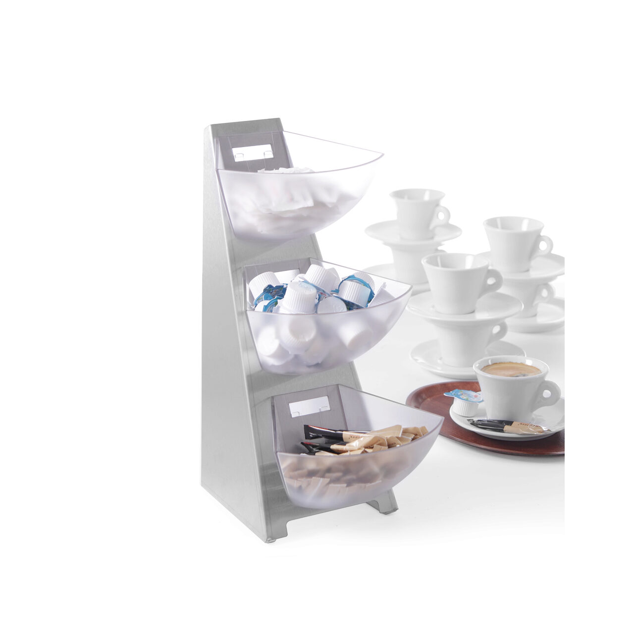 Suport pentru servire zahar, lapte cafea, 3 compartimente, Hendi, 190x240x(H)410 - Image 2