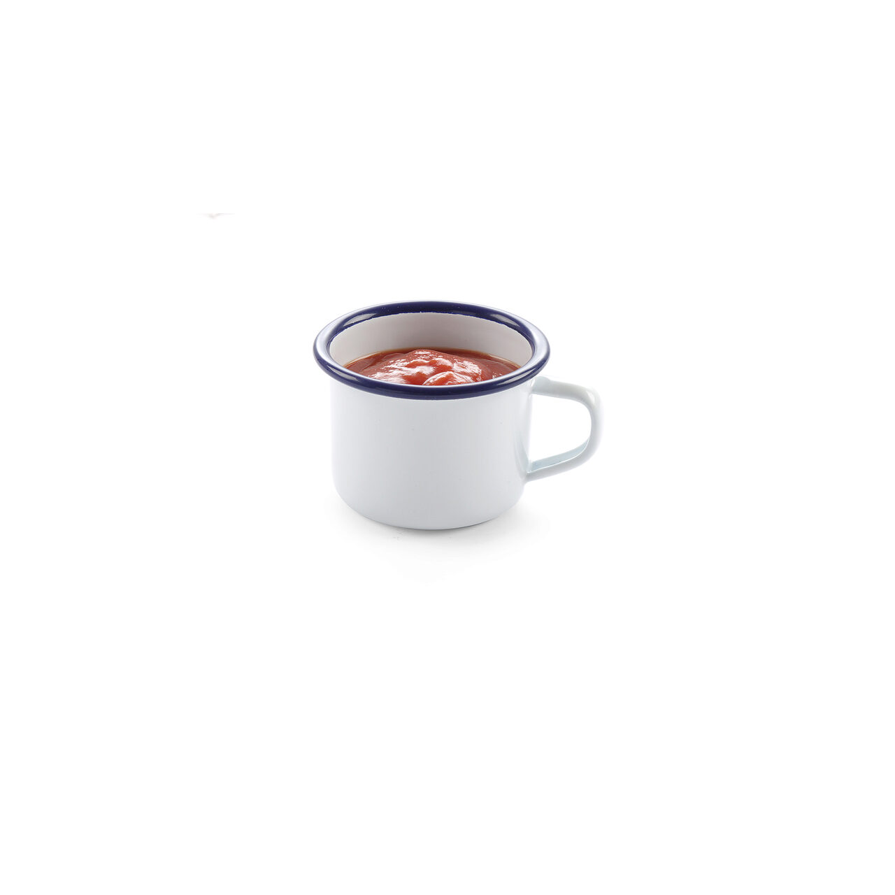 Ceasca emailata 120 ml, 70x(H)50 mm, model traditional alb / albastru, Hendi - Image 2