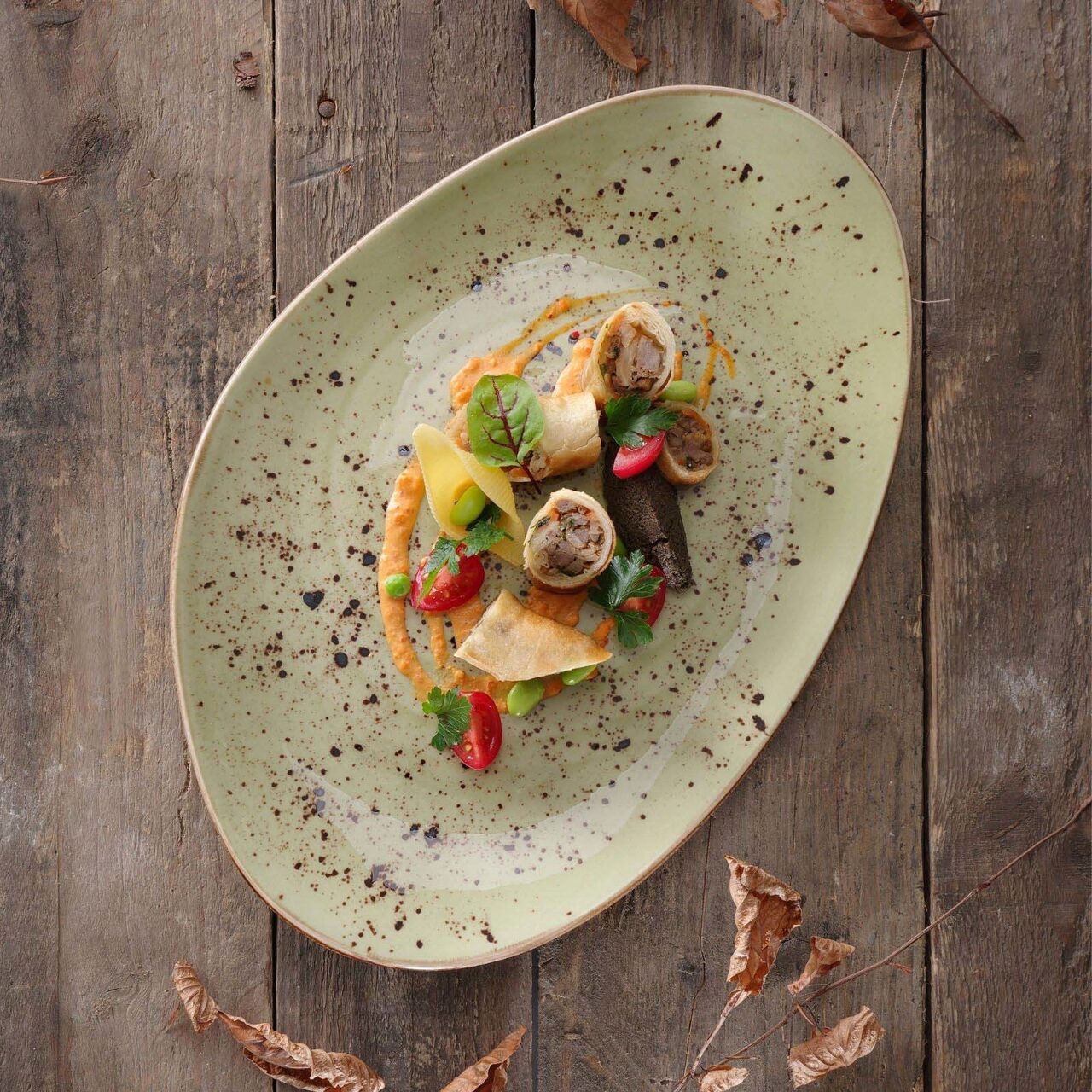 Farfurie cu formă organică Olive 350x210 mm Fine Dine - Image 10