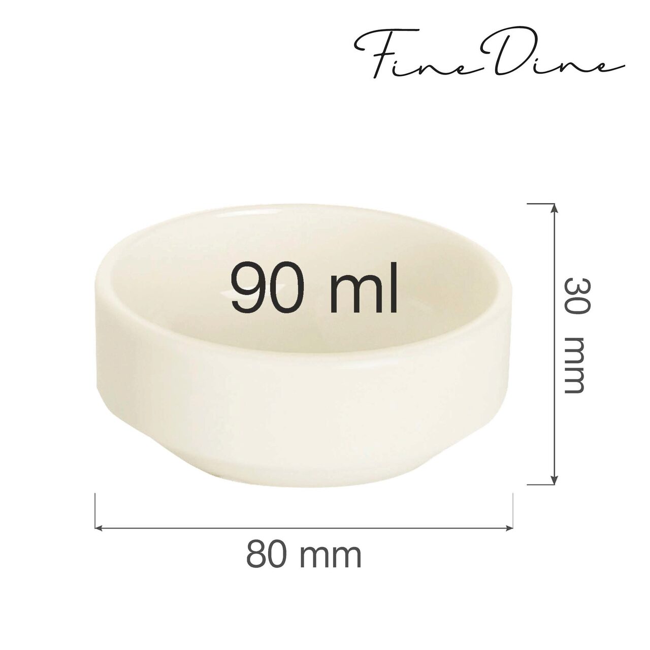 Bol Fine Dine, Crema 90 ml, 80 mm - Image 6