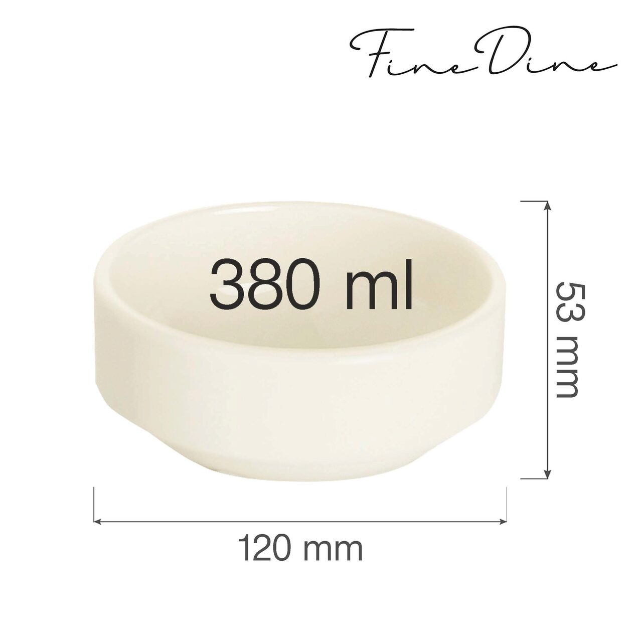 Bol stivuibil Fine Dine, Crema 380 ml, 120 mm - Image 5
