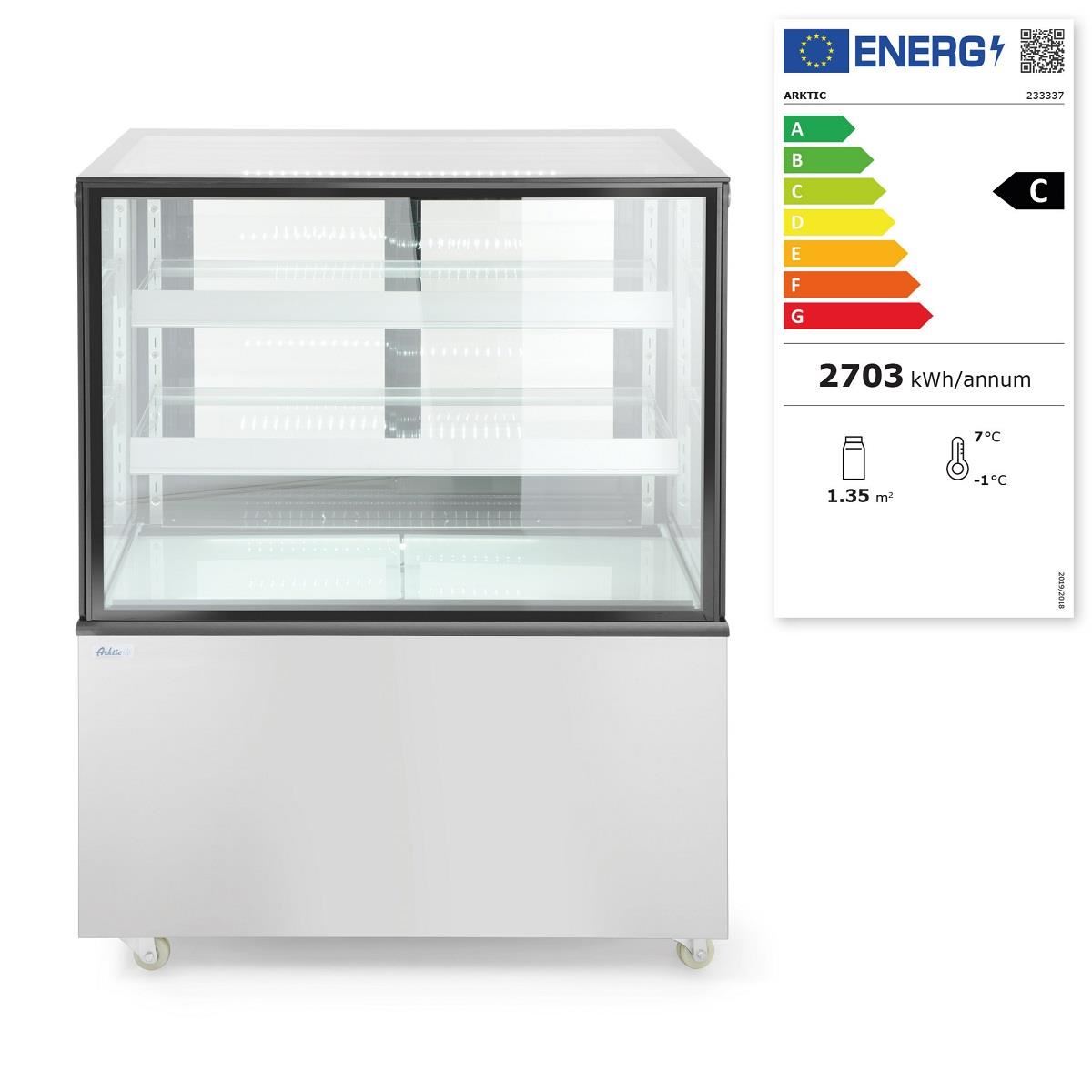 Vitrina frigorifica de prezentare interval temp. 2/6?C, corp inox, 300 litri, 480 W ARKTIC by Hendi, 915x675x(H)1210 mm, Clasa energetica C - Image 8