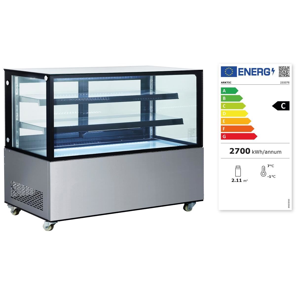 Vitrina frigorifica de prezentare interval temp. 2/6?C, corp inox, 510 litri, 490 W ARKTIC by Hendi, 1515x675x(H)1210 mm, Clasa energetica C - Image 8