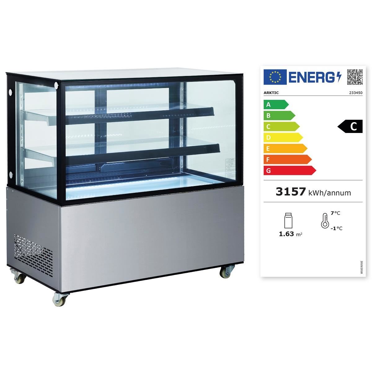 Vitrina frigorifica de prezentare interval temp. 2/6?C, corp inox, 410 litri, 490 W ARKTIC by Hendi, 1215x675x(H)1210 mm, Clasa energetica C - Image 8