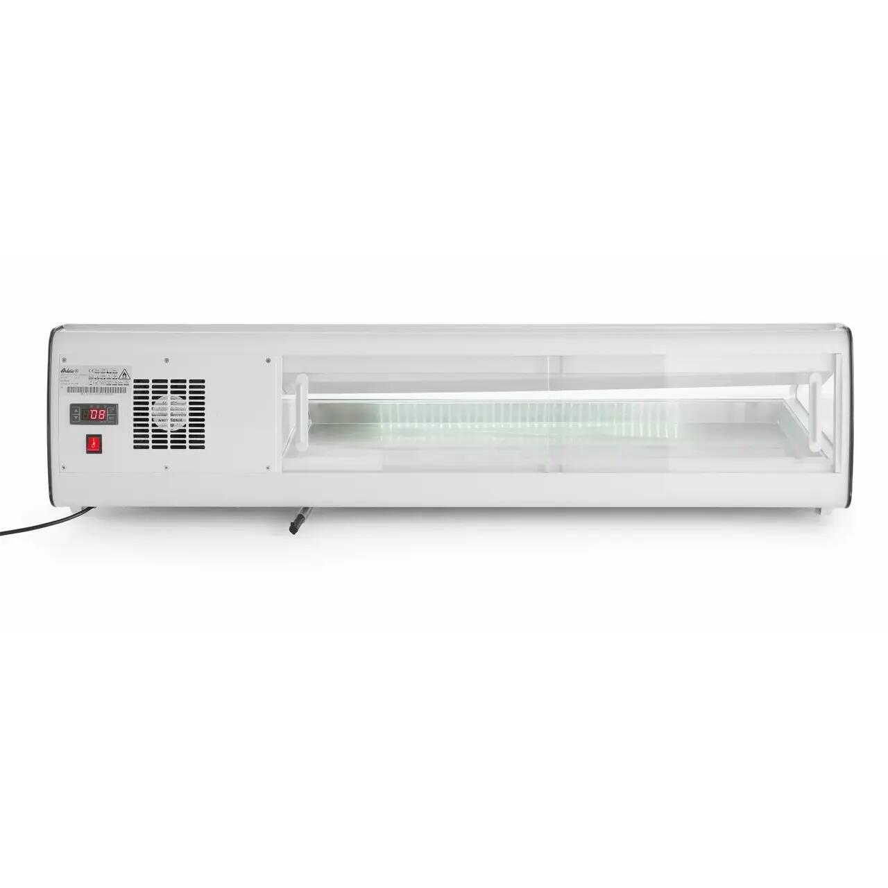 Vitrina sushi, 63 lt, pt 5 tavi GN1/3, interval temp 0-6 gr C, 160 W, geamuri glisante, corp inox, ARKTIC by Hendi, 1307x450x(H)330 mm - Image 4