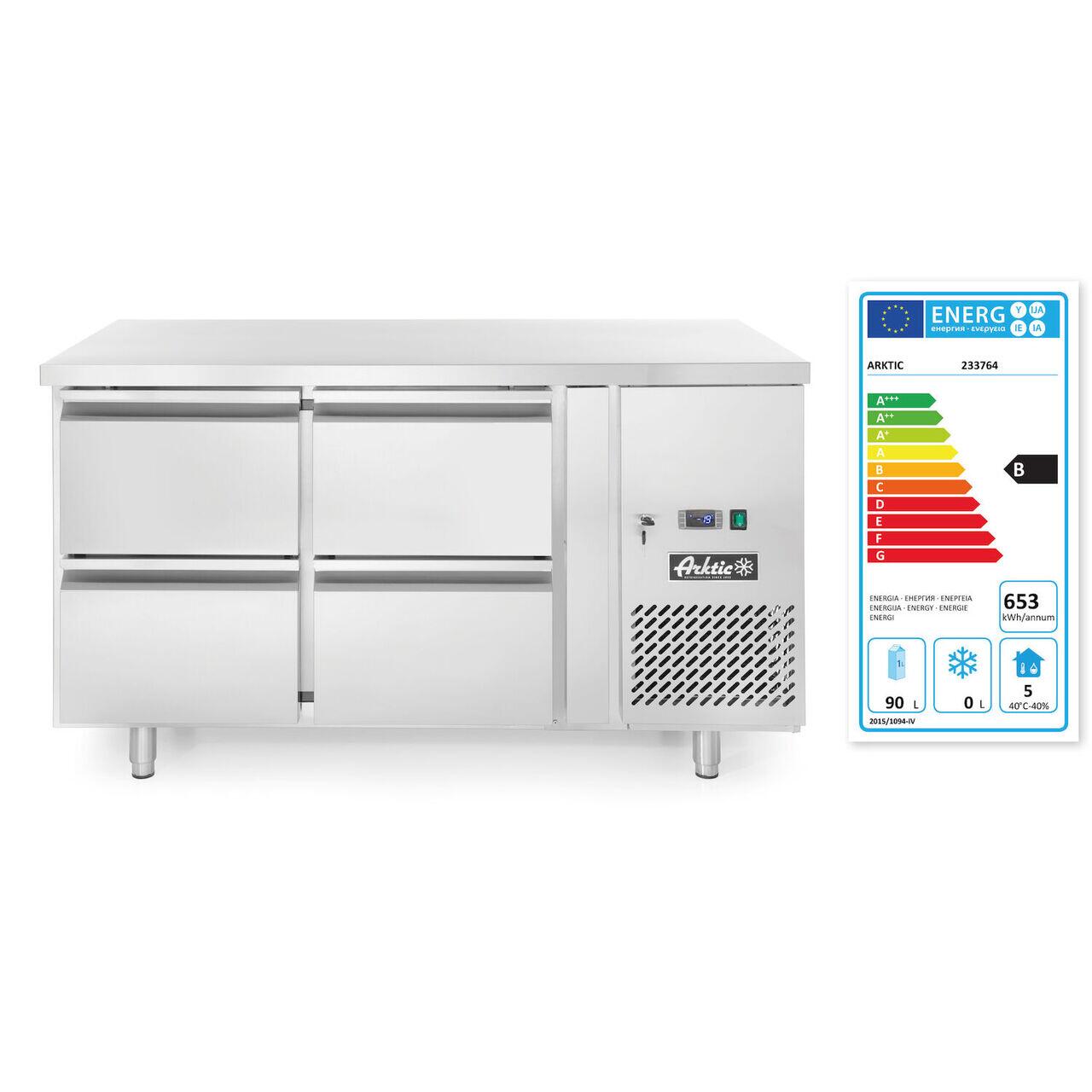 Masa frigorifica cu 4 sertare si unitate laterala, Arktic, Profi Line, 230V/250W, 1360x700x(H)858mm - Image 2