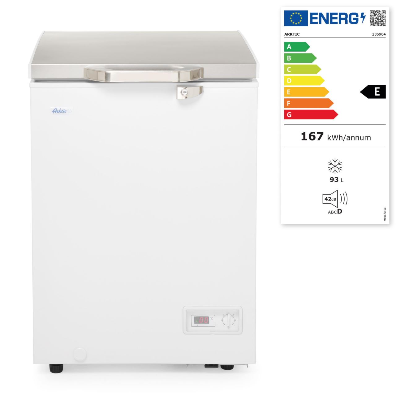 Lada frigorifica profesionala 93 L, interval racire -26 / -18 C, ARKTIC by Hendi, 65 W, corp aluminiu cu izolatie spuma de 70 mm, clasa energetica F, 574x608x845 mm, Clasa energetica F - Image 8