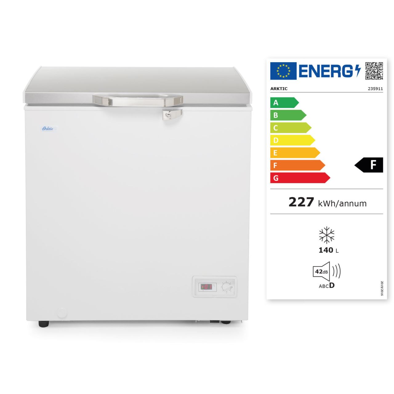 Lada frigorifica profesionala 140 L, interval racire -26 / -18 C, ARKTIC by Hendi, 70 W, corp aluminiu cu izolatie spuma de 70 mm, clasa energetica F, 754x608x845 mm, Clasa energetica F - Image 8