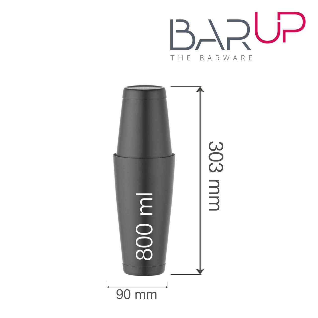 Shaker Tin-on-Tin Boston, negru, Bar up, 0,8L, ø90x(H)303mm - Image 5