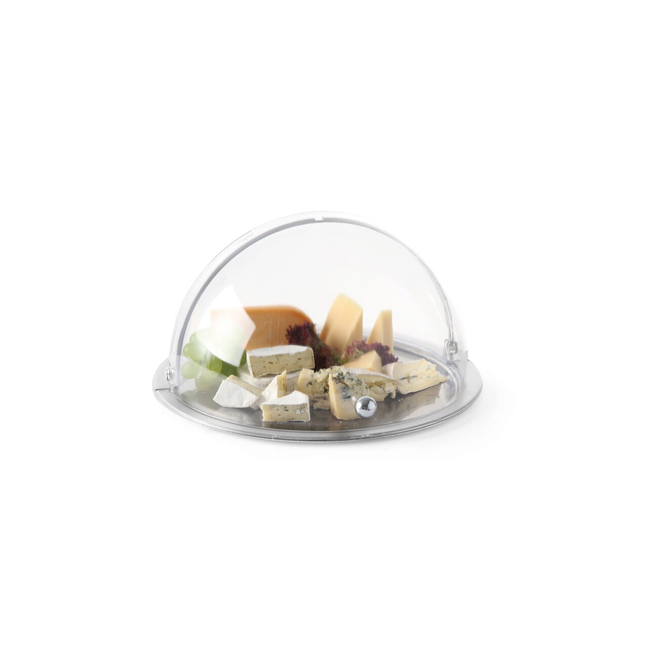 Capac rolltop cu buton cromat, plastic SAN ø380x(H)240 mm - Image 3