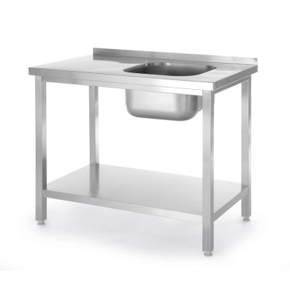 Spalator cu o cuva Budget Line cu chiuveta stanga, dimensiuni 1000 x 600 (H) 850 mm, cu raft, infiletat