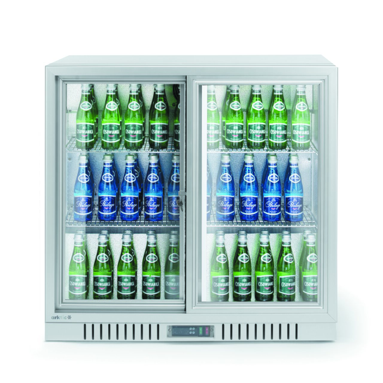 Frigider cu usi glisante duble pentru bar, Arktic, 188L, Argintiu, 230V/175W, 900x520x(H)840mm