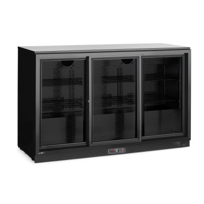 Frigider back bar cu usi glisante triple, Arktic, 308L, negru, 220-240V/160W, 1350x520x(H)865mm