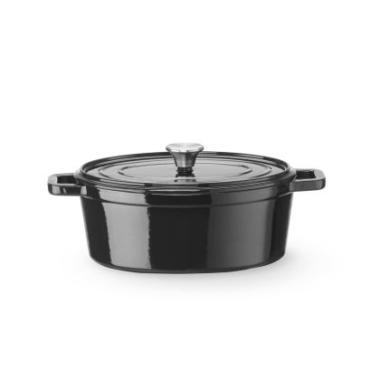 Tava din fonta emailata, HENDI, 4,4L, Negru, 365x290x(H)115mm