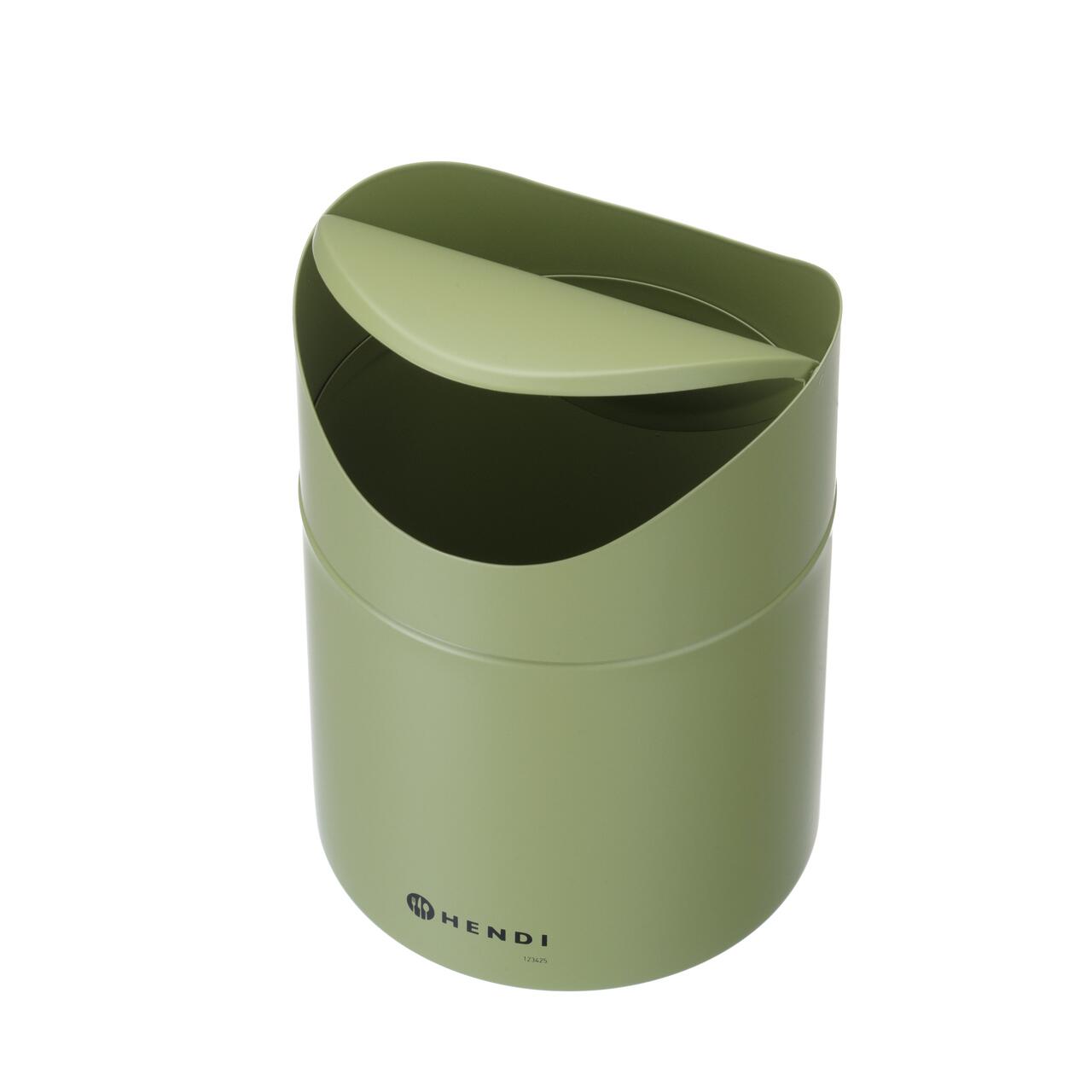 Coș de gunoi de masă cu capac basculant, HENDI, 1,2L, Verde, ⌀120x(H)165mm - Image 2