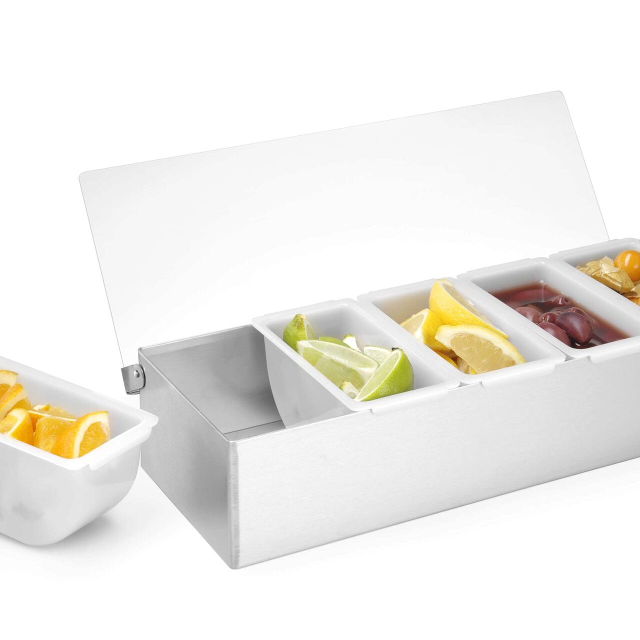 Cutie ingrediente bar / pizza, 5 compartimente, 375x140x(H)90 mm, capac transparent, Hendi - Image 7