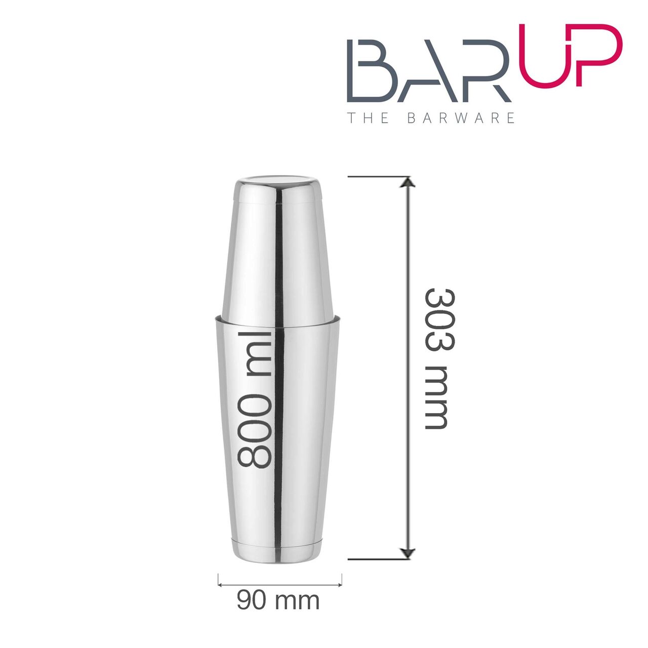 Shaker Tin-on-Tin Boston, Bar up, 0,8L, ø90x(H)303mm - Image 3
