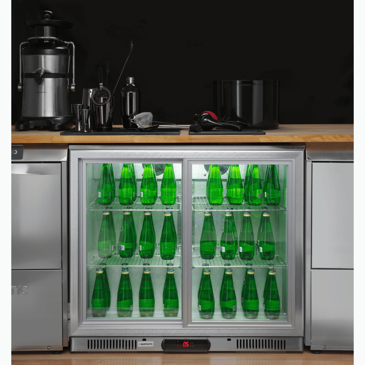 Vitrina frigorifica pentru bar Candour de 198 l cu usa dubla, otel inoxidabil, Barmatic - Image 9