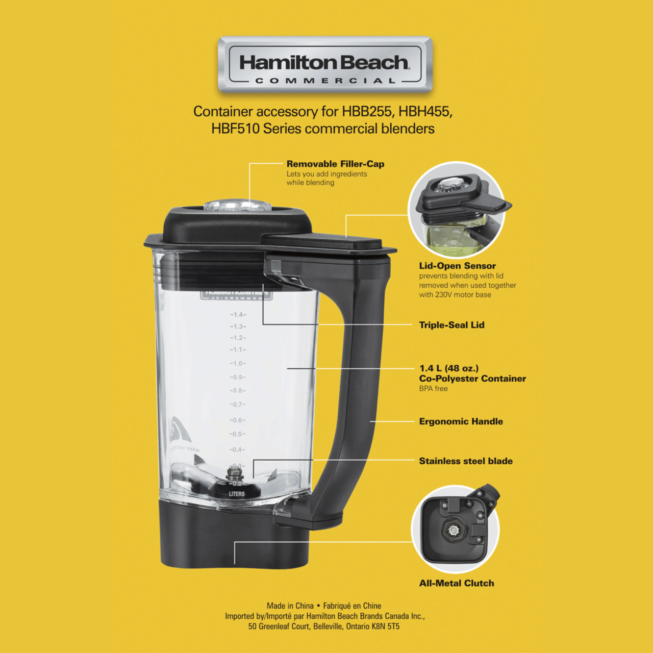 Cana din copoliester,1.4 L pentru blender HBB255, HBH455, HBF510 - Image 7