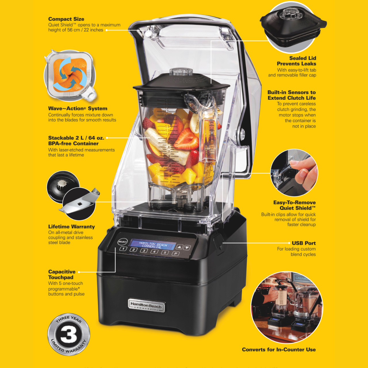 Blender barman Eclipse® 2l 1000W HBH755R-CE, Hamilton Beach Commercial - Image 33