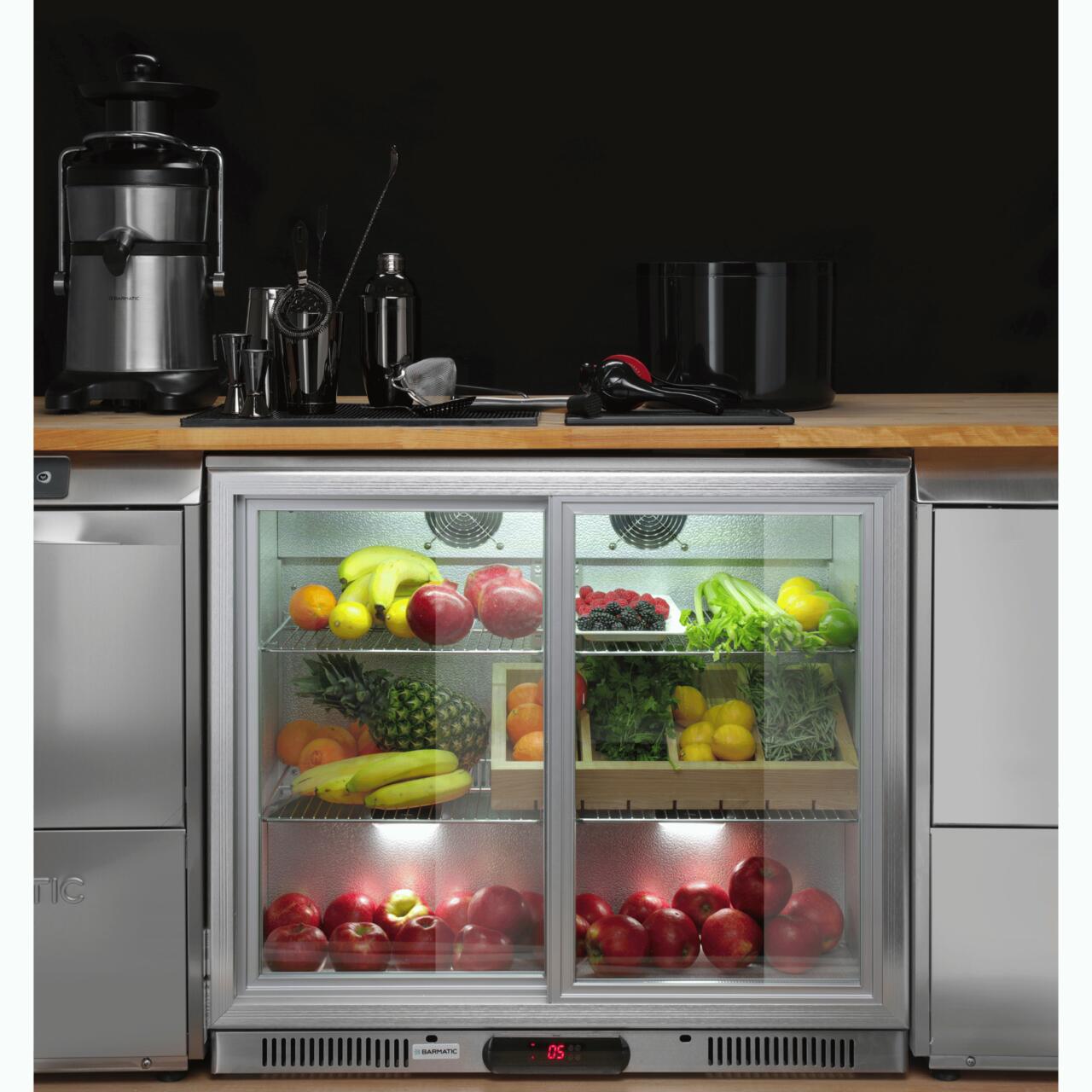 Vitrina frigorifica pentru bar Candour de 198 l cu usa dubla, otel inoxidabil, Barmatic - Image 6